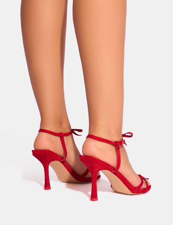 Brie Cherry Red Suede Double Bow Detail Mid Heels Jetzt online – Bild 3