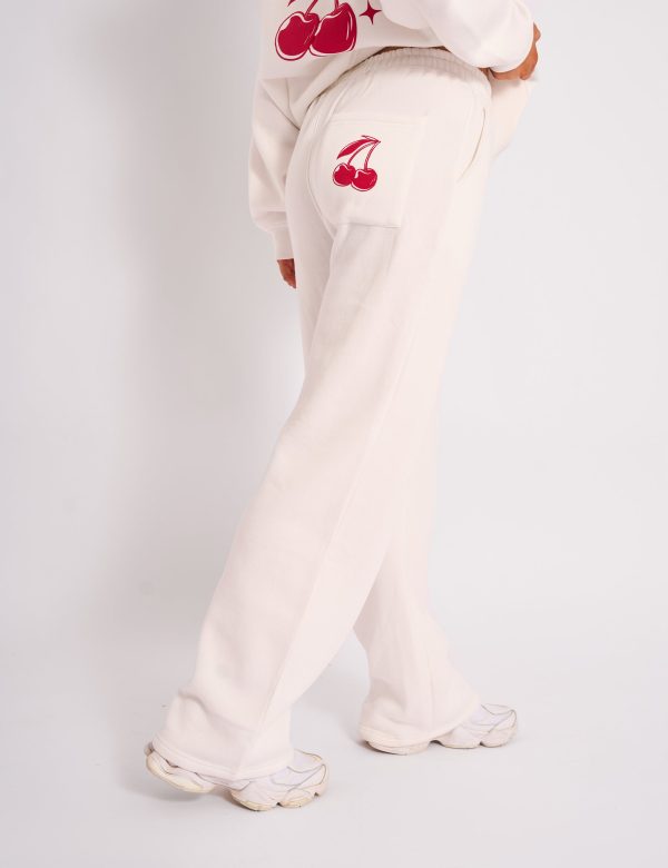 Kaiia Cherry Wide Leg Joggers Cream & Red Online-Verkauf – Bild 3