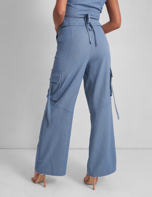 Kaiia Tailored Wide Leg Trousers Co-ord in Denim Blue Angebot – Bild 4