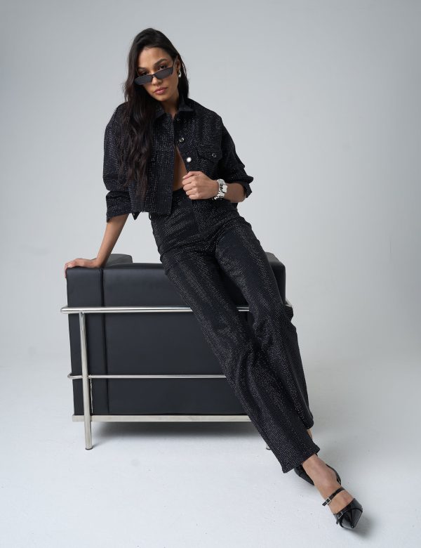 Diamante Straight Fit High Rise Denim Jeans Black Schn?ppchen