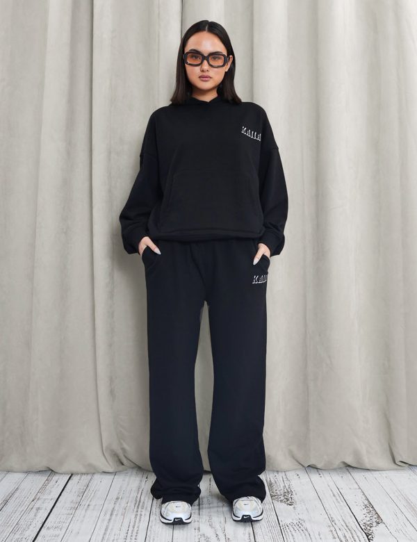 Kaiia Shadow Logo Wide Leg Sweat Pants Black Online