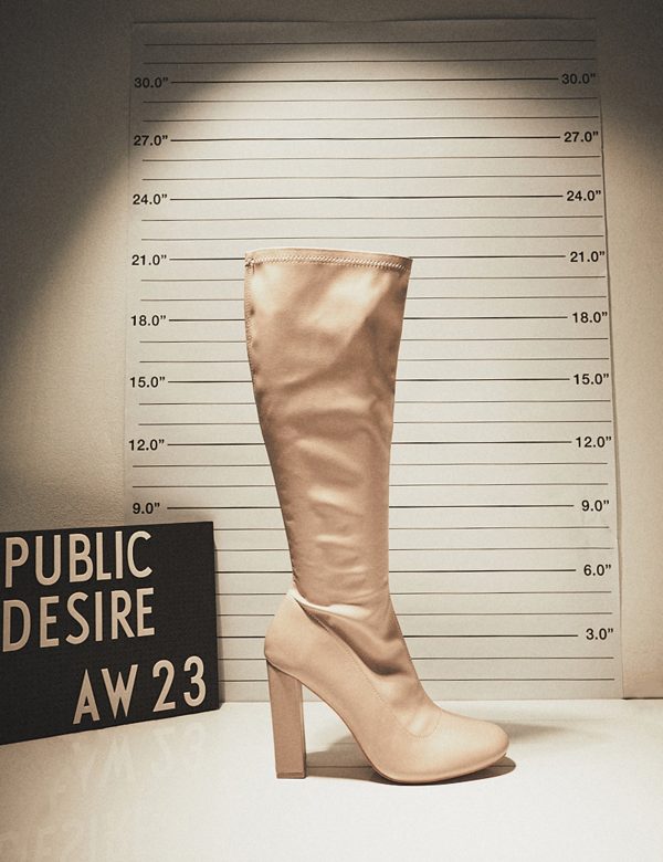 Christina Nude Pu Pointed Toe Block Heel Knee High Boots Rabatt – Bild 2