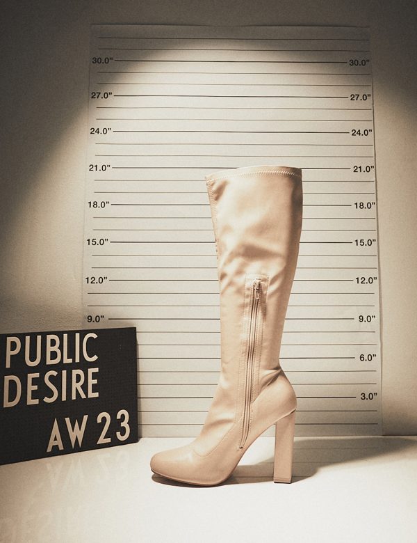 Christina Nude Pu Pointed Toe Block Heel Knee High Boots Rabatt – Bild 4