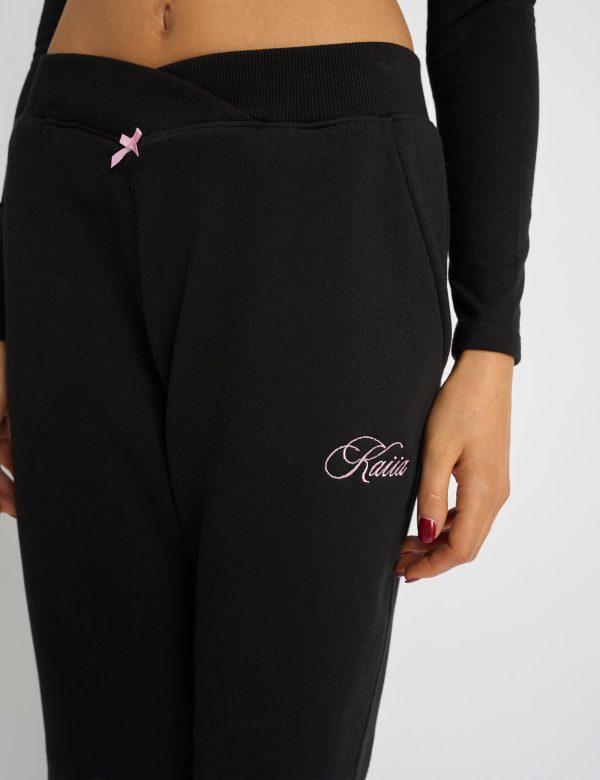 Kaiia Bow Detail Wide Leg Joggers Black & Pink Online – Bild 4