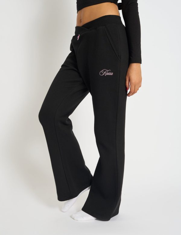 Kaiia Bow Detail Wide Leg Joggers Black & Pink Online – Bild 2