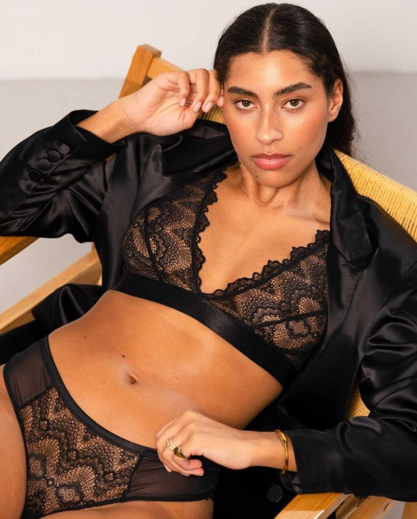 Lace Plunge Bralette Black Schn?ppchen